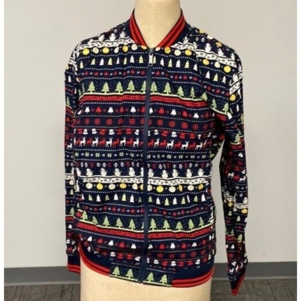 Denim & Flower Christmas Jacket Light Weight Long Sleeve Full Zip Small